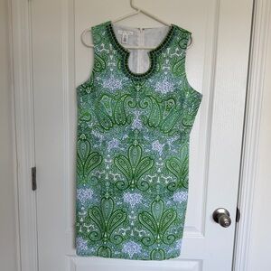 London Times Green and Blue Patterned Dress